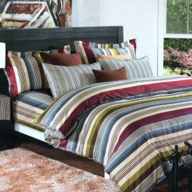 Blancho Bedding - [Cottage Stripe] Luxury 5PC Comforter Set Combo 300GSM (Full Size)