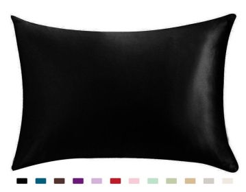 Pillowcase Satin Solid Color Simulation Silk Single Pillowcase Ice Silk Pillowcase (Flower Pattern: black, SizeFormat-Quantity: 20X36inches-1PC)