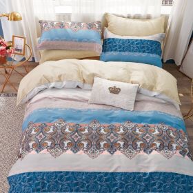 Hannah Blue Damask 100% Cotton 3 pcs Comforter Set (size: Queen/Full)