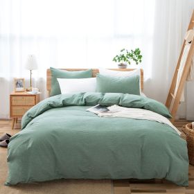 100% Washed Cotton Duvet Cover Set, Durable Fade-Resistant Natural Bedding Set (No Comforter) (Color: Sage Green, size: TWIN)
