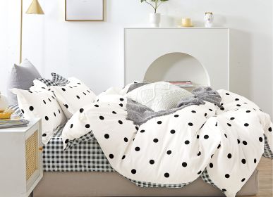 Clark Polka Dot Black and White Reversible Comforter Set (size: TWIN)